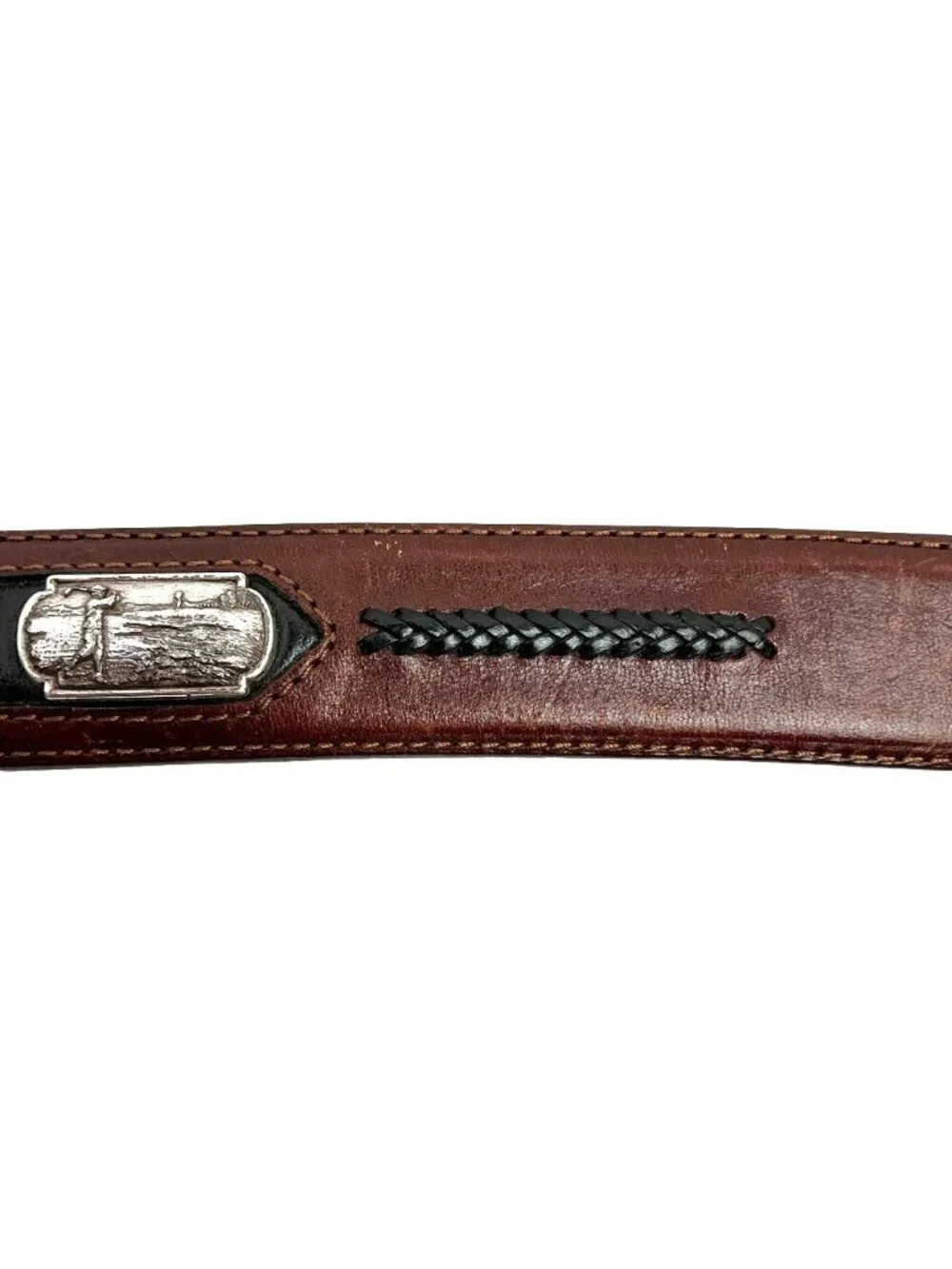 Onyx By Brighton Golf Scene Leather Belt Mens 40 Brown Black